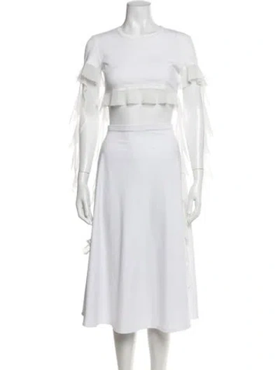 Pre-owned Blumarine Crew Neck Short Sleeve Crop Top In White