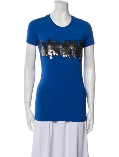 Pre-owned Blumarine Crew Neck Short Sleeve T-shirt In Blue