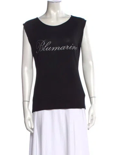 Pre-owned Blumarine Crew Neck Sleeveless Top In Black