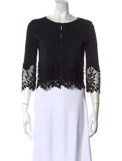 Pre-owned Blumarine Crew Neck Three-quarter Sleeve Crop Top W/ Tags In Black