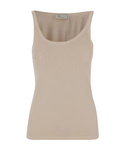 Blumarine Crew Neck Vest In Pink