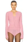 Blumarine Crewneck Cardigan In Wild Rose