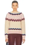 Blumarine Rhinestone-embellished Wool Sweater In Beige Str & Silver Pin