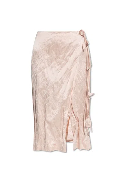 Blumarine Crinkled Wrapped Midi Skirt In Pink