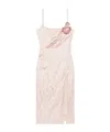 Blumarine Midikleid In Knitteroptik Mit 3d-rosen In Pink