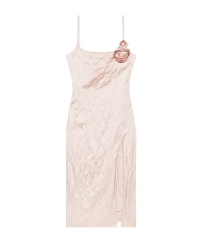 BLUMARINE 3D-ROSES CRINKLED MIDI DRESS