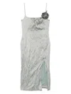 Blumarine Crinkled Satin Midi Dress In Grey