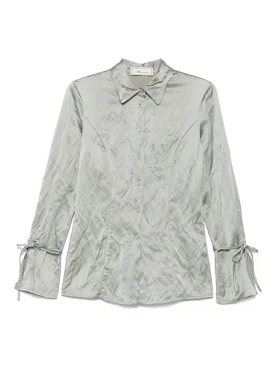 Blumarine Crinkled-satin Shirt In Gray