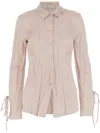 Blumarine Crinkled Satin Shirt In Neutral