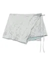 Blumarine Crinkled Satin Shorts In Grey