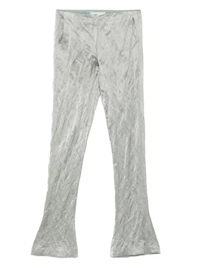 Blumarine Crinkled-satin Trousers In Gray