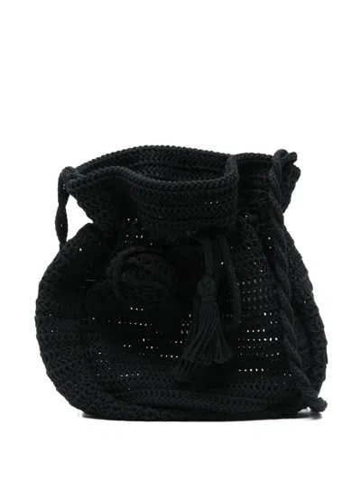 Blumarine Crochet Corss Body Bag In Black