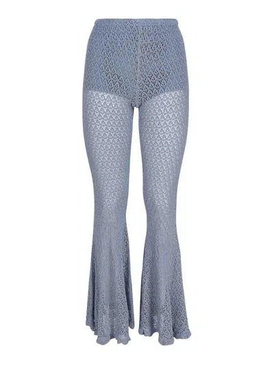 Blumarine Crochet Flared Trousers In Blue