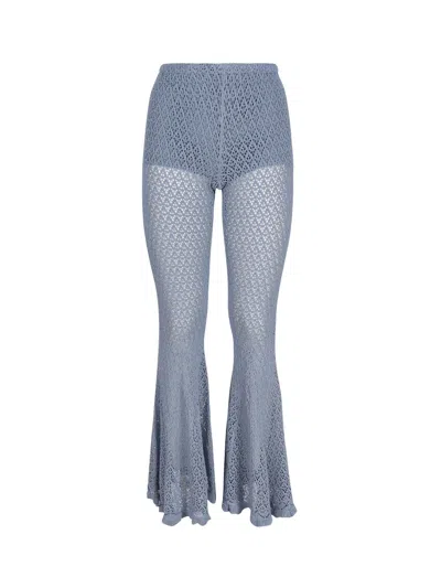 Blumarine Crochet Flared Trousers In Blue