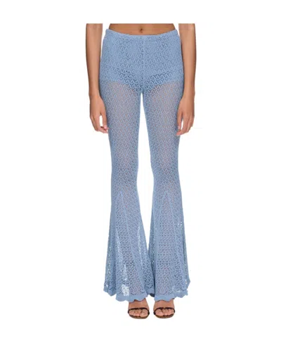 BLUMARINE BLUMARINE CROCHET-KNIT SCALLOP-EDGE FLARED PANTS