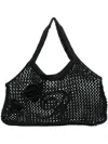 Blumarine Crochet-knit Tote Bag In Schwarz