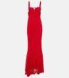 Blumarine Crochet Maxi Dress In Lipstick Red