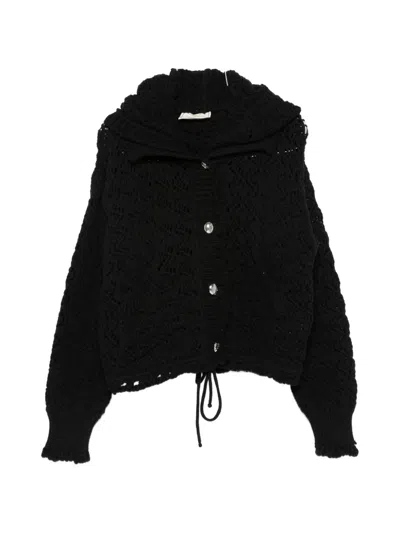 Blumarine Crochet-knit Cardigan In Black