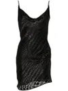 Blumarine Crocodile-effect Devoré Mini Dress In Schwarz