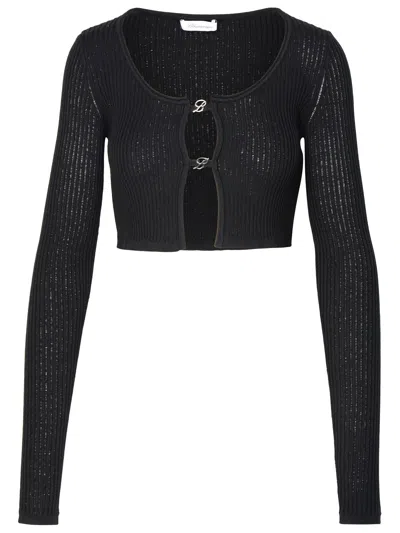 Blumarine Crop Sweater In Black Viscose Blend