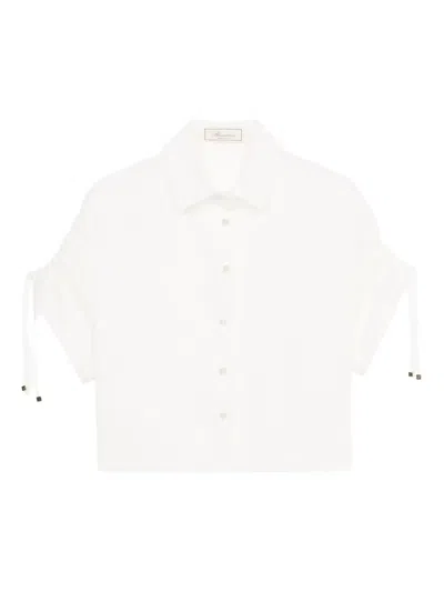 Blumarine Cropped Button-up Shirt In White