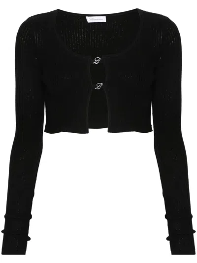 Blumarine Cropped Cardigan In Black  