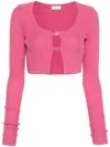 Blumarine Logo-plaque Cropped Cardigan In Pink
