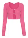 Blumarine Logo-plaque Cropped Cardigan In Rojo