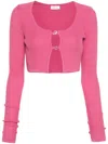 Blumarine Cropped Cardigan With Ribbed Texture