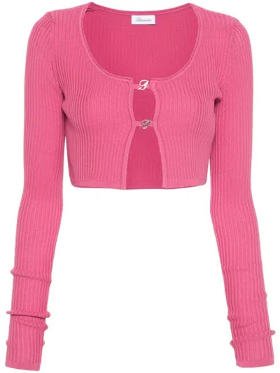 Blumarine Cropped Cardigan With Ribbed Texture