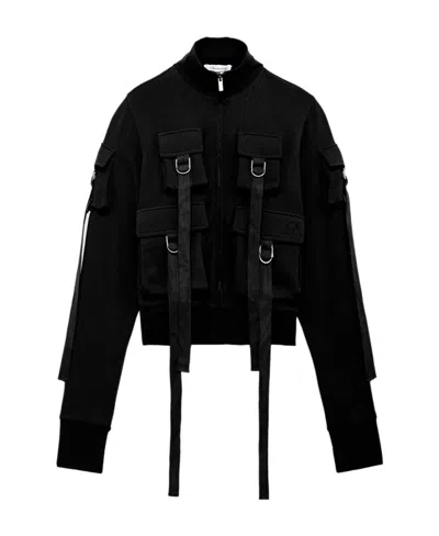Blumarine Panelled Cotton Jacket In Black
