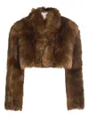 Blumarine Cropped High-neck Coat In Brown