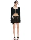 Blumarine Cropped Knit Cardigan In Black