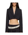 Blumarine Cropped Long-sleeve Jacket In Black