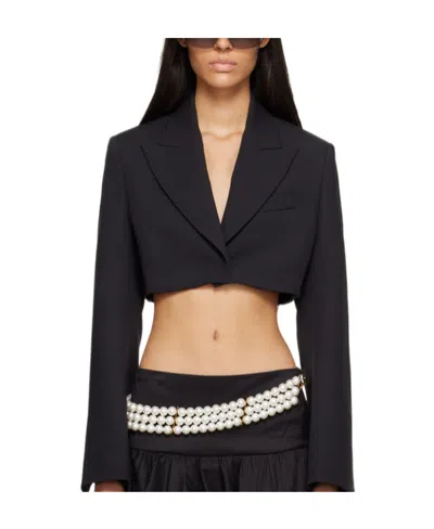 Blumarine Cropped Long-sleeve Jacket In Black