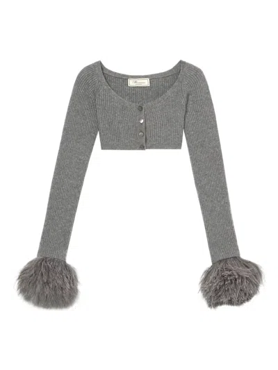 Blumarine Cropped Ribbed Cardigan