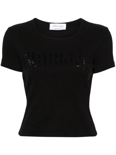 Blumarine Cropped T-shirt In Black  