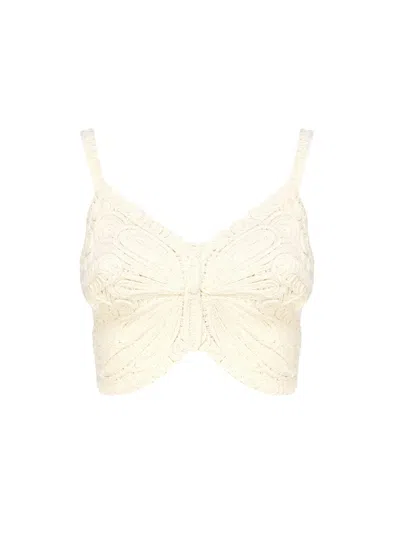 BLUMARINE CROPPED TOP WITH BUTTERFLY EMBROIDERY