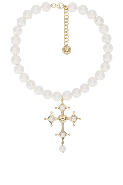 Blumarine Cross Choker In White
