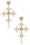 Blumarine Cross Earrings In Ivory & Light Gold