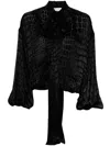 Blumarine Devoré Criss-cross Blouse In Black  