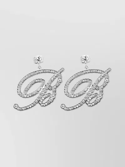 Blumarine Crystal Accented Dangling Earrings In Silver
