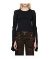 Blumarine Crystal Decorated Long-sleeved T-shirt In Black