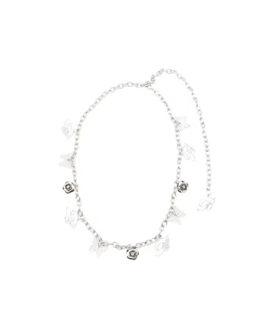 Blumarine Crystal-embellished Chain Belt In White