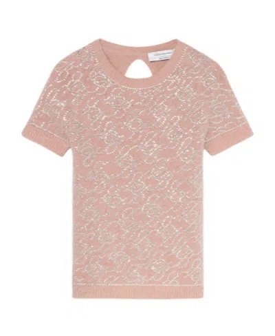 Blumarine Crystal-embellished Knitted Top In Nude