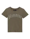 Blumarine Crystal-embellished Logo T-shirt In Green