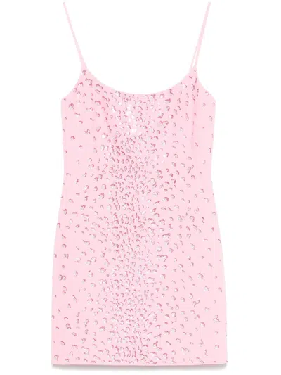 Blumarine Crystal-embellished Mini Dress In Pink