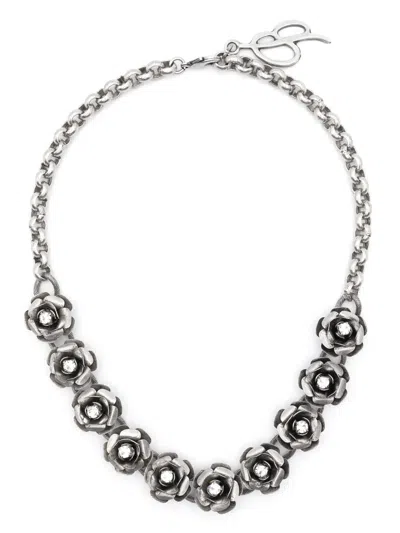 Blumarine Crystal-embellished Polished-finish Necklace In Silver