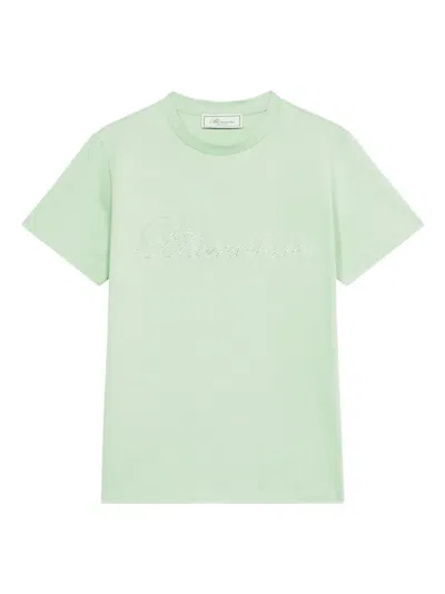 Blumarine Crystal-embellished T-shirt In Green
