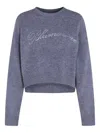 Blumarine Crystal-embellished Wool Sweater In Blue
